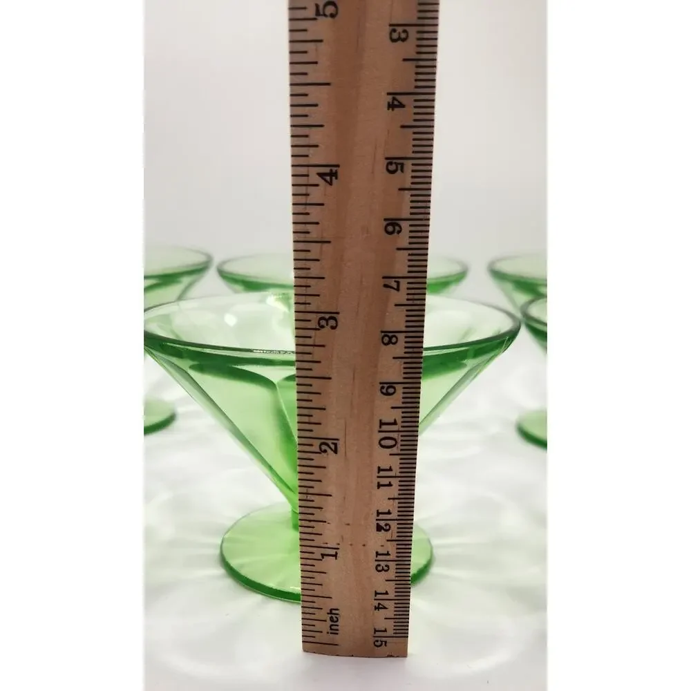 6 Federal Uranium Glass Sherbet Dessert Cups F Shield 3.75